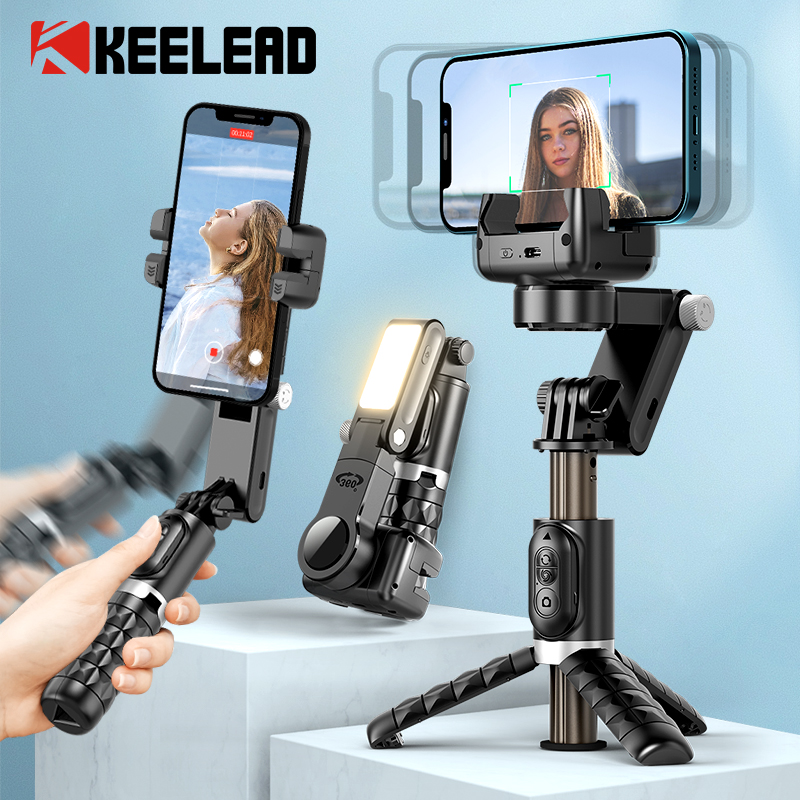 Photography Basics - Q18 ไม้เซลฟี่แบบตั้งโต๊ะพร้อมโหมดถ่ายภาพ Gimbal Stabilizer ขาตั้งกล้องพร้อมไฟเสริมสำหรับ iPhone