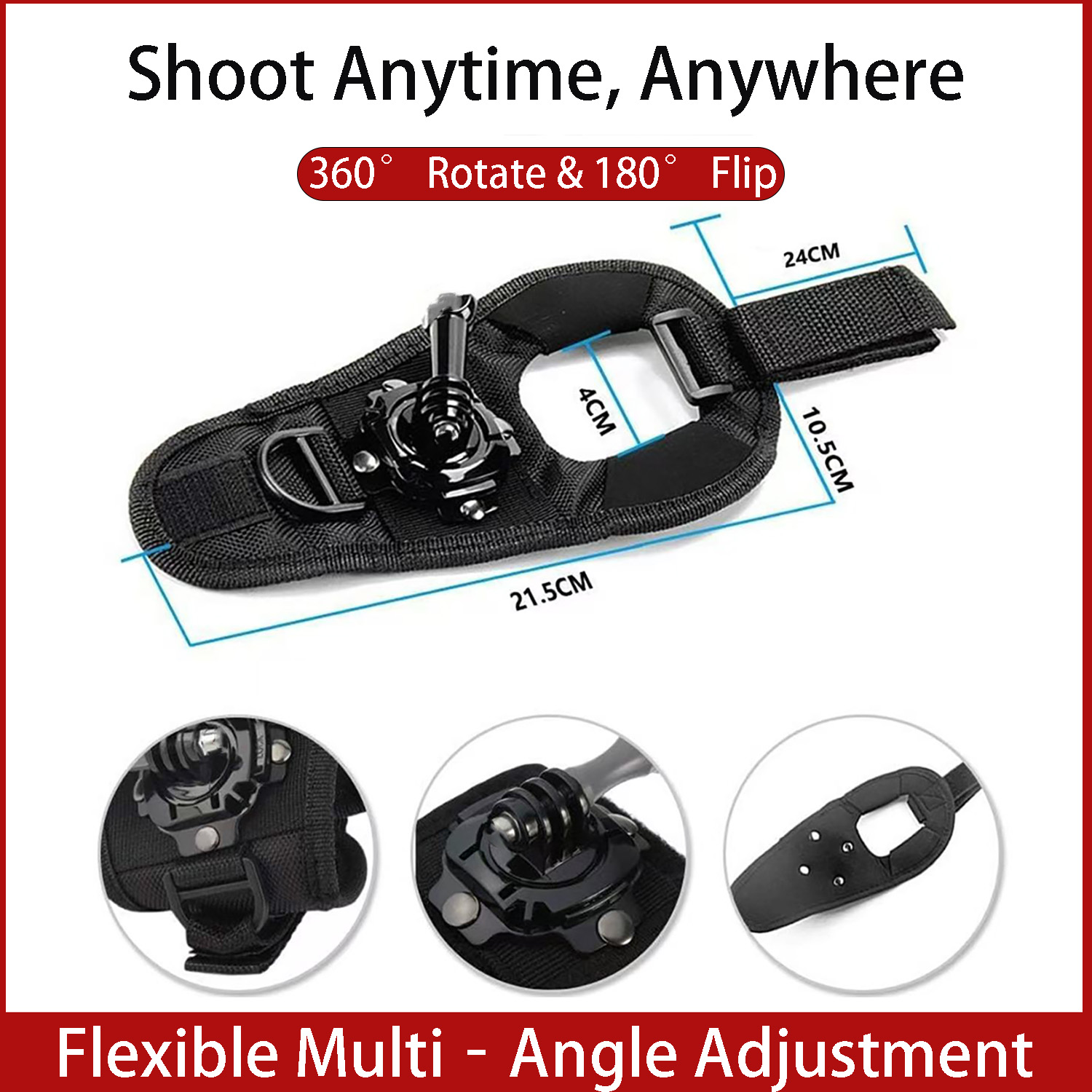 Camera Wrist Strap - สายรัดข้อมือสำหรับติดกล้อง GoPro Hero 13, 360 °